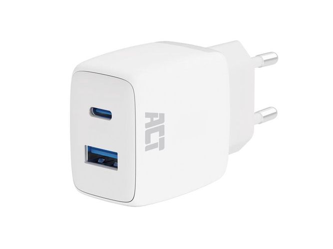 USB charger, 1 x USB-C, 1 x USB-A, Power Delivery function, 20W, 1.7A, white ACTAC2122 8716065549331; 8716065549331