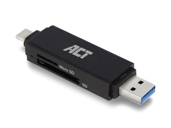 USB 3.2 Gen1 Card Reader SD and Micro SD, USB-C & Type-A connector ACTAC6375 8716065491036; 8716065491036