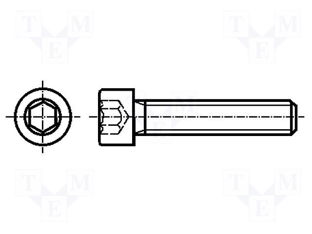 Screw; M6x10; 1; Head: cheese head; hex key; HEX 5mm; DIN 912 BOSSARD B6X10/BN612