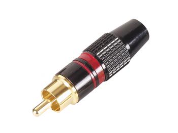RCA PLUG MALE - GOLD TIP - BLACK HOUSING - RED RING CA051R 5410329307240; 5410329218324
