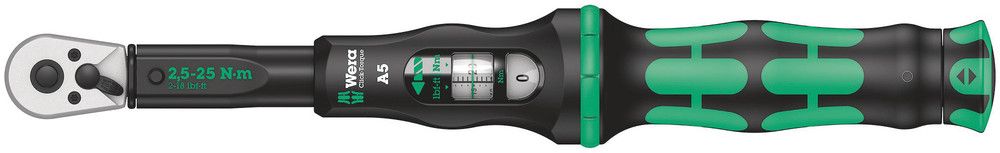 Click-Torque A 5 torque wrench with reversible ratchet, 2.5-25 Nm, 1/4"x2.5-25, Wera 05075604001