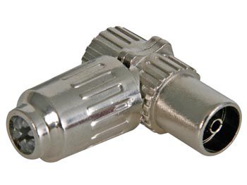 TV PLUG 90° FEMALE, FULL METAL SCREENED, 9.5mm/2.3mm CV002M 5410329409494; 5410329493066; 5410329534370