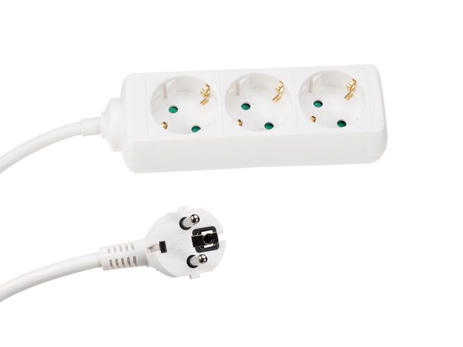 3-WAY SOCKET-OUTLET - 1.5 m CABLE - WHITE - SCHUKO EB3-G 5410329404628; 5410329532796