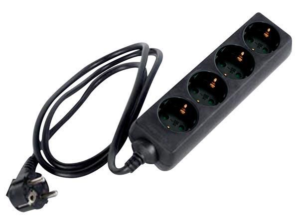 4-WAY SOCKET-OUTLET - 1.5 m CABLE - BLACK - SCHUKO EB4BL-G 5410329404727; 5410329532840