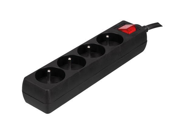 4-WAY SOCKET-OUTLET WITH SWITCH - 1.5 m CABLE - BLACK - FRENCH SOCKET EB4BLNS 5410329567378; 5410329575762