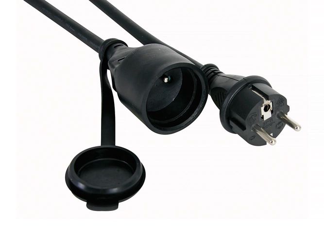 RUBBER EXTENSION CABLE - 5 m - BLACK - 3G2.5 - FRENCH SOCKET EC05R25 5410329407667