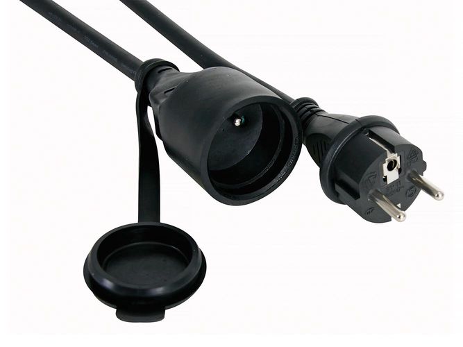 RUBBER EXTENSION CABLE - 10 m - BLACK  - 3G1.5 - FRENCH SOCKET EC10R15 5410329407254