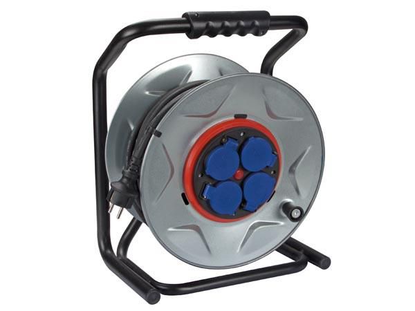 PROFESSIONAL NEOPRENE CABLE REEL WITH ANTI-TWIST SYSTEM - 40 m - 3G2.5 - 4 SOCKETS - GERMAN SOCKET ECR40NP25A-G 5410329635336; 5410329635336