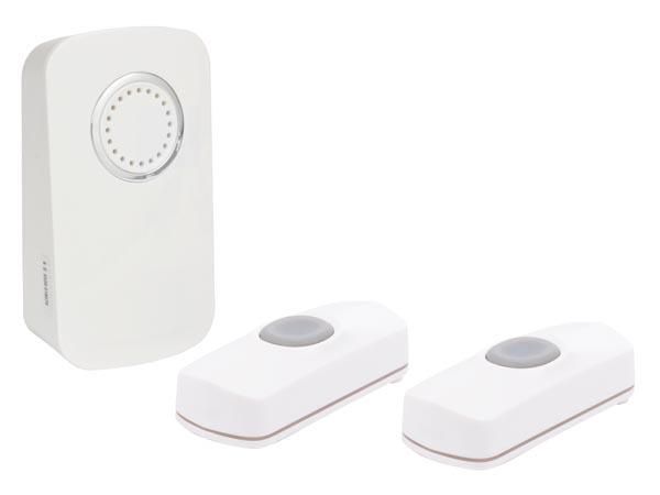 WIRELESS BATTERY OPERATED DOOR BELL KIT WITH 2 PUSH BUTTONS EDMTW 5410329669287; 5410329669294