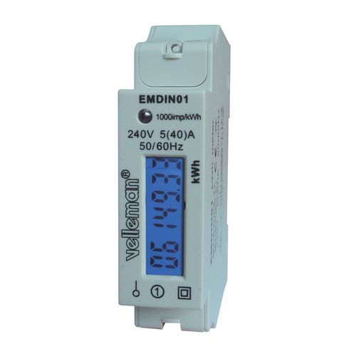 SINGLE PHASE - SINGLE MODULE DIN RAIL MOUNT kWh METER - FOR PROFESSIONAL USE EMDIN01 5410329481063; 5410329569808