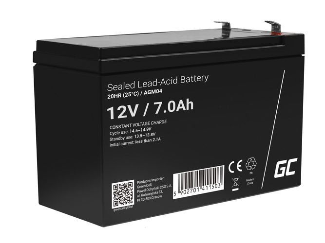 Green Cell AGM VRLA 12V 7Ah maintenance-free battery for UPS units AGM04 5902701411503