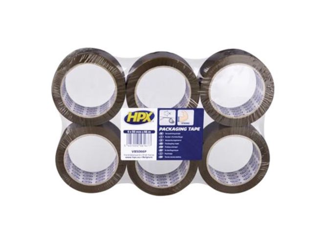 Packaging tape flatpack 6 rolls - brown 50mm x 66m HPXVB5066P 5407004561677