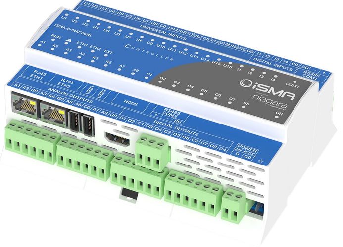 Гибридный контроллер Niagara iSMA-B-MAC36NL, 16UI, 4DI, 8DO, 8AO, 2xRS485, 2xETH, 2xUSB, 1xHDMI, 1x SD слот iSMA-B-MAC36NL-RS
