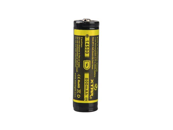 Aku  (Li-Ion) AA, 3,7 V - 800 mAh - 14500, XTAR, integreeritud laadimiskontrolleriga  PCM 14500/800/PCB 5410329665685