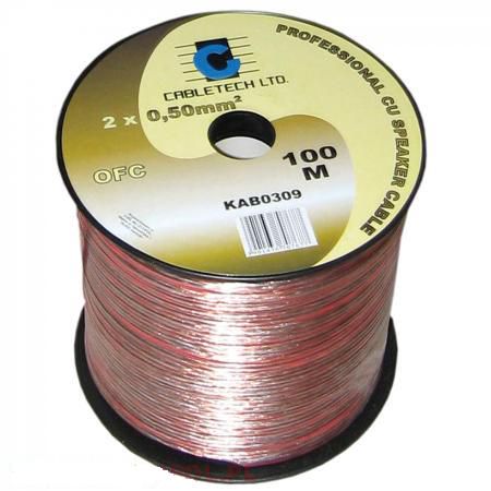 Kõlarikaabel 2x0,5mm², läbipaistev, Cabletech L2/0.5S 5901436707677; 5907760637451