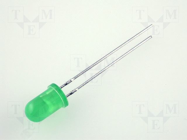 LED; green; 5mm; 5÷32mcd; 60°; Front: convex; 2.2÷2.5VDC KINGBRIGHT ELECTRONIC L-53GD