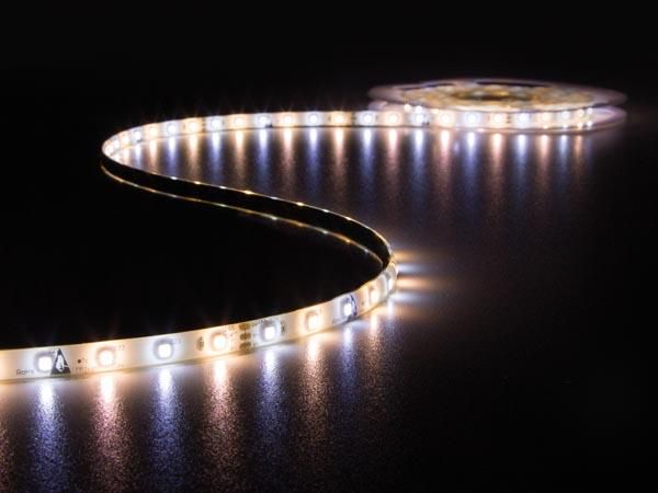 KIT WITH WARM WHITE & COLD WHITE FLEXIBLE LED STRIP, CONTROLLER AND POWER SUPPLY - 300 LEDs - 5 m - 12 VDC LEDS12CWW 5410329583460; 5410329607708