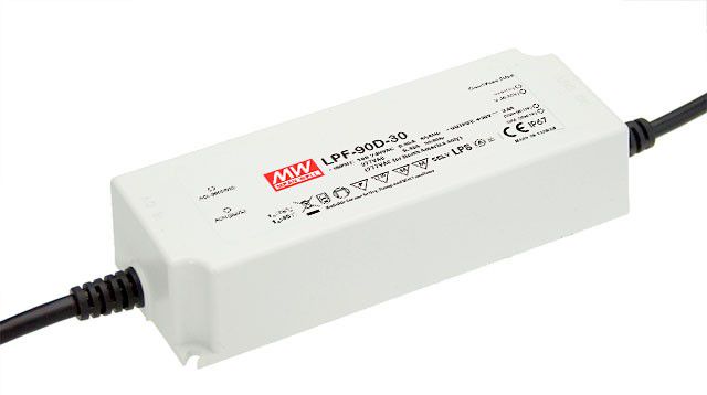 LED toiteplokk ühe väljundiga 90W, 24VDC, 14.4...24VDC, 3.75A, PFC, dimmerdatav, MEAN WELL LPF-90D-24