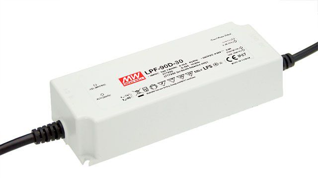 Single output LED power supply 24V 3.75A with PFC, MEAN WELL LPF-90-24