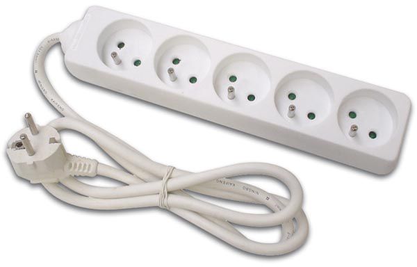 5-WAY SOCKET-OUTLET - 1.5 m CABLE - WHITE - FRENCH SOCKET EB5 5410329345303; 5410329524623