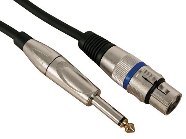 XLR CABLE - XLR FEMALE to JACK 6.35 mm - MONO - 10 m PAC112 5410329436285; 5410329495701; 5410329540814