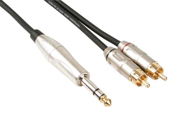 RCA-JACK CABLE - 2 x RCA MALE to JACK 6.35 mm - STEREO - 6 m PAC131 5410329436643; 5410329495800; 5410329540968