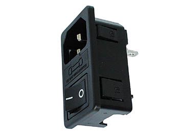 MALE AC POWER SOCKET, CHASSIS TYPE WITH SWITCH AND FUSEHOLDER PSCM4 5410329223106; 5410329486150; 5410329513825