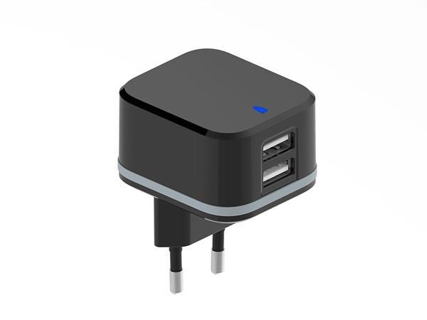 COMPACT CHARGER WITH DUAL USB OUTPUT 5 V - 4.8 A max. - 24 W max. - black PSS6EUSB40B 5410329711658