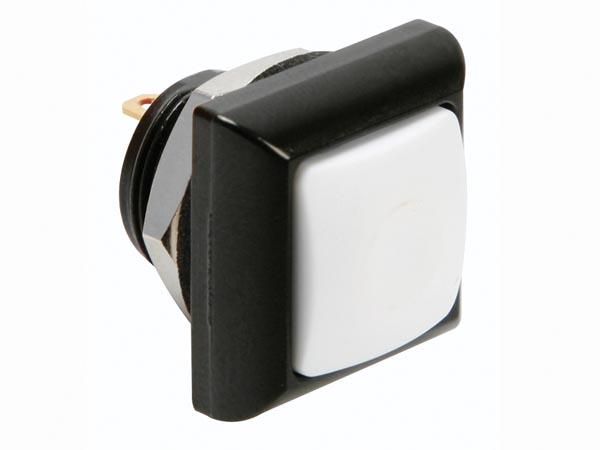 MINI SQUARE METAL PUSH BUTTON WITH WHITE BUTTON 1P SPST OFF-(ON) R1397W 5410329428051; 5410329494575; 5410329538507