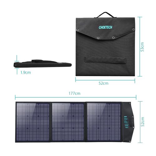 Складное солнечное зарядное устройство Choetech 120W с кикстендом 18V DC+60W PD Type C SC008 6971824976779