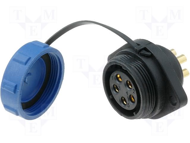 Socket; SP21; female; PIN: 5; IP68; 30A; soldering; 500V; 4mm2 WEIPU SP2113/S5