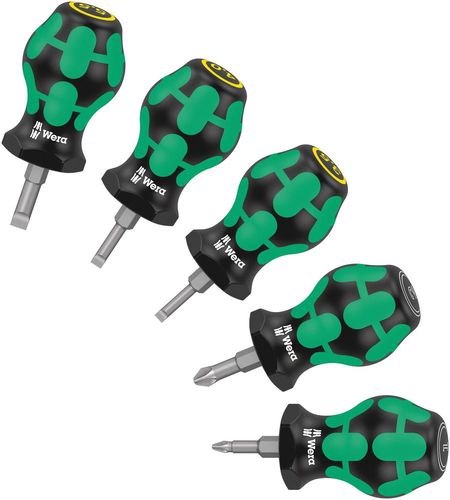 Stubby Set 2 Screwdriver set, 1 x PZ 1x25; 1 x PZ 2x25; 1 x 0.6x3.5x24.5; 1 x 0.8x4.0x24.5; 1 x 1.0x5.5x24.5, Wera 05008871001