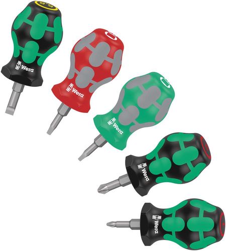 Stubby Set 3 Screwdriver set, 1 x PH 1x25; 1 x PH 2x25; 1 x 1.0x5.5x24.5; 1 x # 01x25; 1 x # 02x25, Wera 05008872001