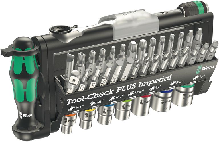 Tool-Check PLUS Imperial, 1 x 1/4"x87.0; 1 x 1/4"x78; 1 x 1/4"x50; 1 x 1/4"x25; 1 x 3/16"x23.0; 1 x 1/4"x23.0; 1 x 5/16"x23.0; 1 x 11/32"x23.0; 1 x 3/8"x23.0; 1 x 7/16"x23.0; 1 x 1/2"x23.0; 2 x PH 1x25; 3 x PH 2x25; 1 x PH 3x25; 1 x 1.0x5.5x25; 1 x TX 10x 05056491001
