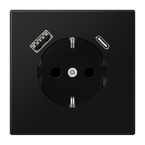 Socket with USB+USB-C  JUNG LS1520-15CASWM (black, matte, 16A/250V) JUNGLS152015CASWM