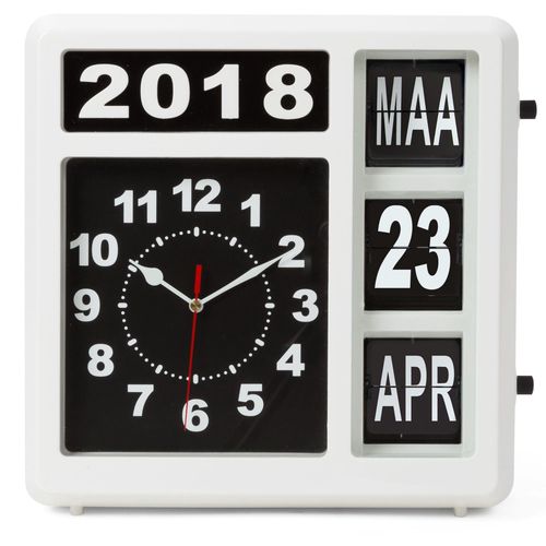 WALL FLIP CLOCK WITH CALENDAR - 31 x 31 cm - DUTCH VERSION WC106 5410329696313; 5410329705008