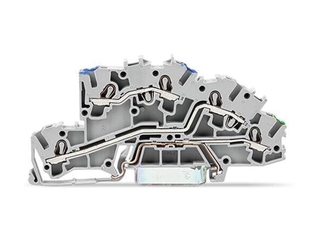 Multilevel installation terminal block, with operating slots, 2.5 mm▓, N/L/PE, Push-in CAGE CLAMP«, 2,50 mm▓, gray WG20037646 4044918925617
