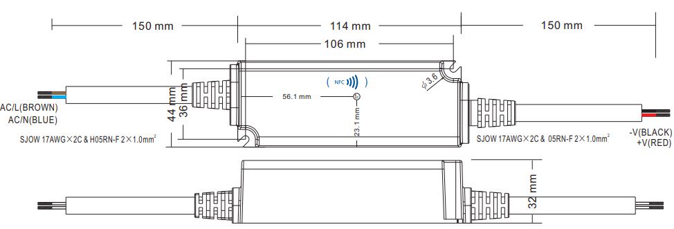 Switching power supply LED 24V 1.7A, 40W, IP67, MEAN WELL XLN-40-24