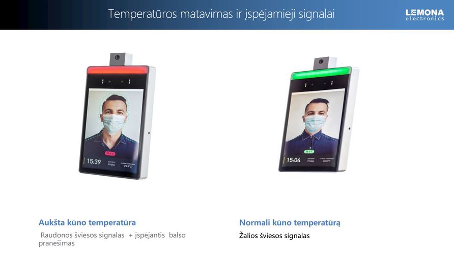 CONTACTLESS TEMPERATURE MEASUREMENT AND MASK INSPECTION TERMINAL Termoskaitytuvas