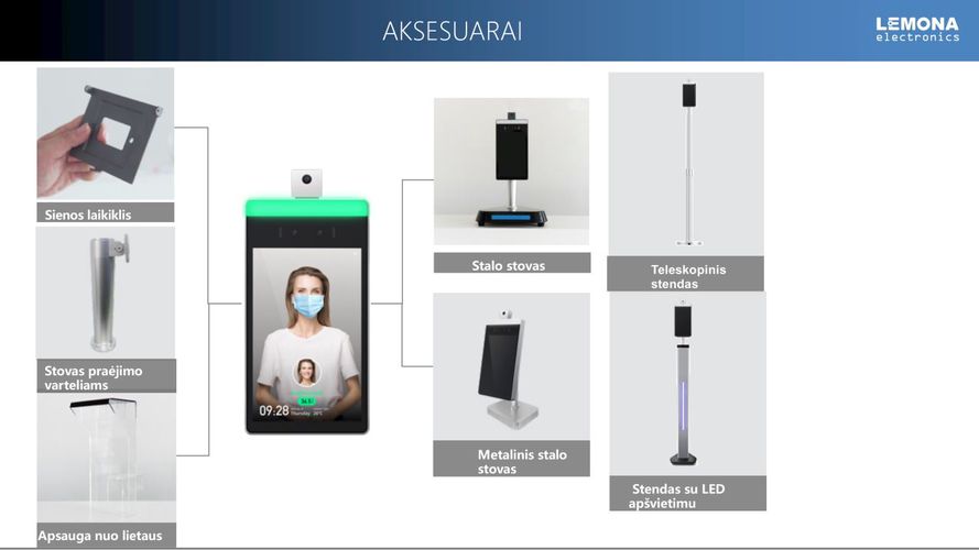 CONTACTLESS TEMPERATURE MEASUREMENT AND MASK INSPECTION TERMINAL Termoskaitytuvas