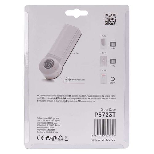 Replacement Button for Wireless Doorbell P5723, 1xCR2032, EMOS P5723T