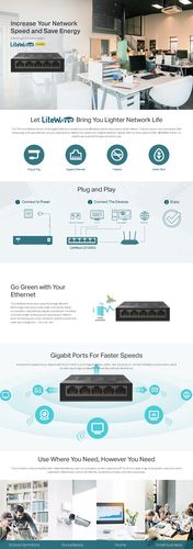 Komutatorius 5xLAN Gigabit 10/100/1000Mbit/s LiteWave LS1005G 6935364085469