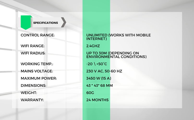 Išmanioji Wi-Fi rozetė A1, 3450W 16A, su energijos matavimu, TUYA / Smart Life, NOUS NOUS-A1 5907772033210