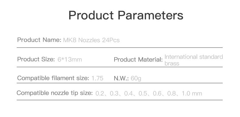 MK8 Nozzles Package 24PCS CRE-4007010004