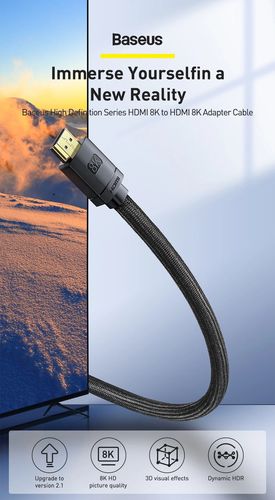 Kaabel HDMI-HDMI 2.0m (HDMI 2.1) must 8K 60Hz, BASEUS CAKGQ-K01 6953156204164