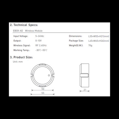 Контроллер для светодиодного освещения 0-10V RF, 5-24V, LTECH LTECH-EBOX-AD