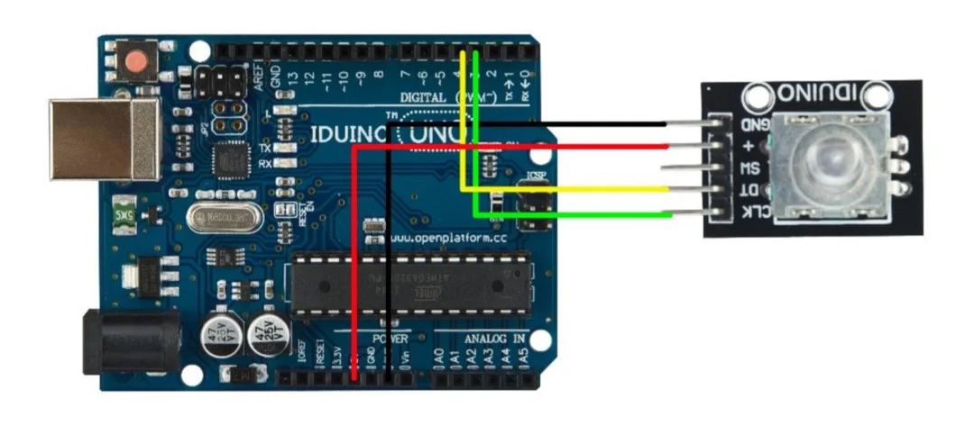 Rotation sensor, pulser, encoder with button - Iduino SE055