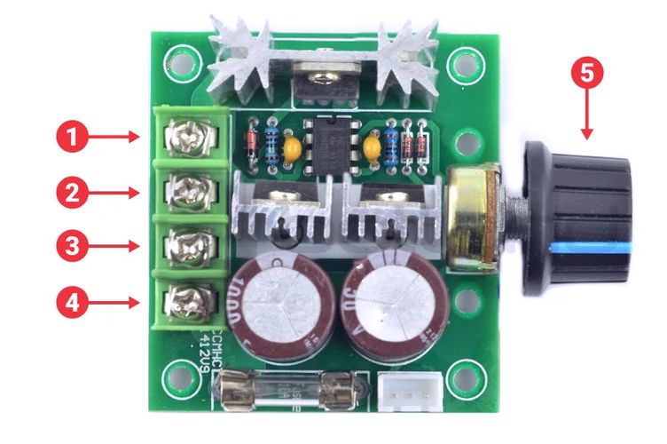 Регулятор двигателя DC 12-40V/10A/400W - с ручкой регулировки скорости MOD-06666