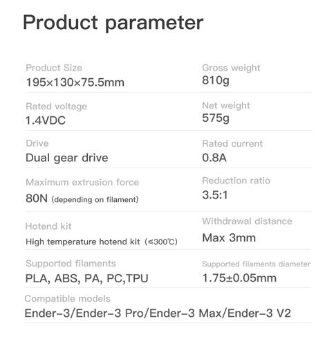 Sprite Extruder Pro Kit (for Ender-3 3Pro 3V2) CREALITY CRE-4001020036