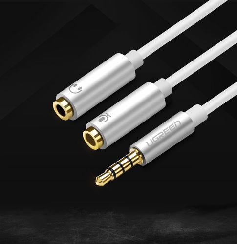 Cable adapter 3.5mm 4pin male - 2x3.5mm female (headphones + microphone) 0.2m black AV141 UGREEN UGREEN/30620 6957303836208